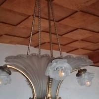 lampadario ottone vetro di murano d'epoca 