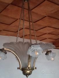 lampadario ottone vetro di murano d'epoca 