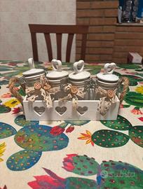 Set spezie, coperchio in ceramica e vetro