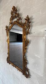 Cornice intarsiata doratura bronzata con specchio