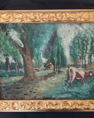 Paesaggio dipinto olio su tela antico 