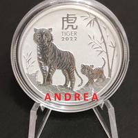 1 oncia Argento Lunar III 2022 Australia Tigre