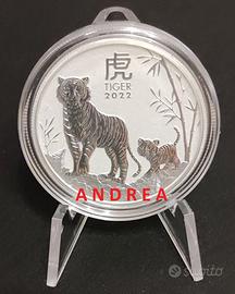 1 oncia Argento Lunar III 2022 Australia Tigre