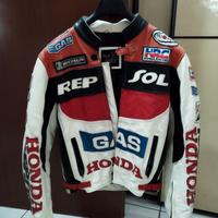 Giacca Moto in Pelle Sportiva Repsol HRC Honda