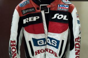Giacca Moto in Pelle Sportiva Repsol HRC Honda