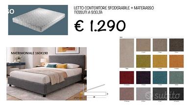 letto contenitore matrimoniale con materasso
