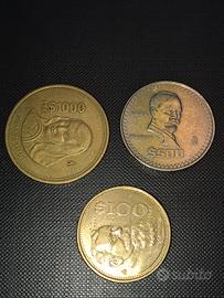 Tre monete del valore di 1600 Pesos Messicani