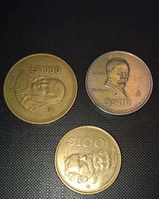 Tre monete del valore di 1600 Pesos Messicani