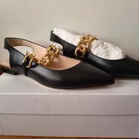 Scarpe slingback nere con catena oro LELLA BALDI