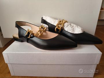 Scarpe slingback nere con catena oro LELLA BALDI