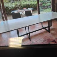 Tavolo di design bianco 249cm-gambe in ferro nero