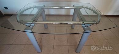 Tavolo moderno in cristallo Ellisse da 140-210cm