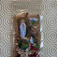 Souvenir religioso Lourdes con rosario - Nuovo