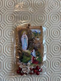 Souvenir religioso Lourdes con rosario - Nuovo