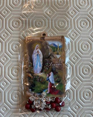 Souvenir religioso Lourdes con rosario - Nuovo