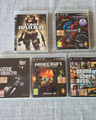 Lotto 5 Giochi PS3 - Minecraft, GTA V, Tomb Raider