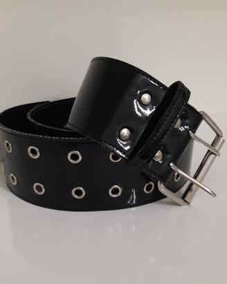 Cintura donna, in similpelle lucida, color nero