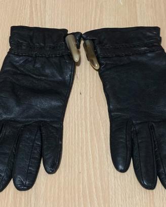 Fendissime guanti pelle neri donna tg 8 vintage