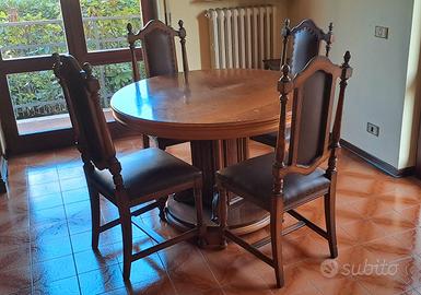 Tavolo tondo allungabile con 4 sedie