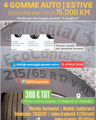 Gomme auto estive (4pz) Continental EcoContact6 XL