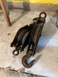 Coppia carrucole ferro vintage artigianali