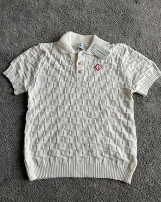 Polo Casablanca in Maglia Lavorata Textured White