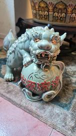 Leone guardiano Foo cinese in ceramica smaltata 