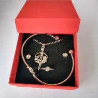 Parure bijoux 4 pezzi colore argento con strass