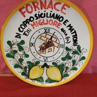 Orologio a muro, piatto in ceramica Siciliana 