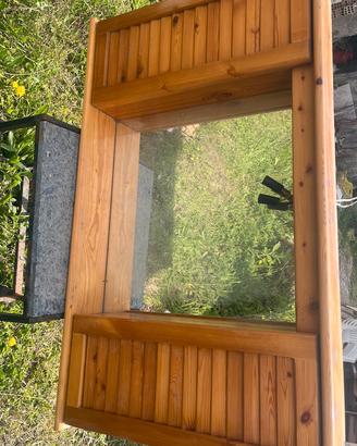 Specchio da parete in legno massello stile rustico