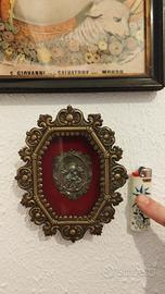 Quadro vintage religiosa Spagnolo, ottone/ argento