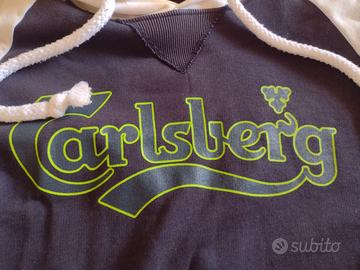 Felpa bianca e blu con cappuccio