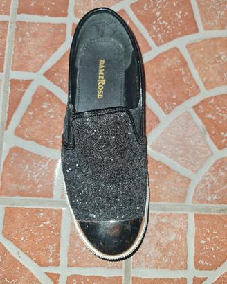 Scarpa donna glitterata argentata