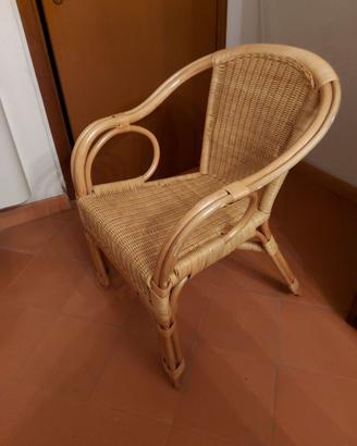 SEDIA POLTRONA IN VIMINI DI BAMBU’ O RATTAN
