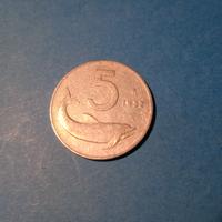 5 lire delfino del 1953.