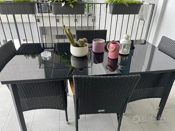 Tavolo e 4 Sedie da Pranzo da Giardino da Esterno