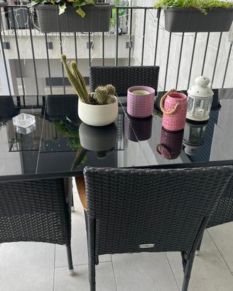 Tavolo e 4 Sedie da Pranzo da Giardino da Esterno