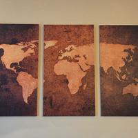 Quadro componibile da 3 pezzi, soggetto Mondo