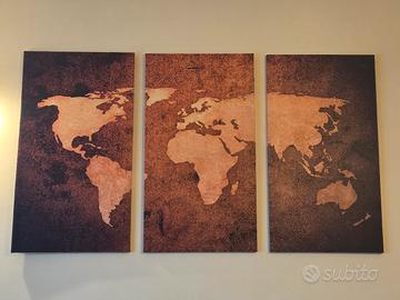 Quadro componibile da 3 pezzi, soggetto Mondo