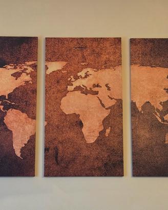 Quadro componibile da 3 pezzi, soggetto Mondo