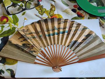 Ventaglio antico Di Carta Decorato Dipinto  Cina