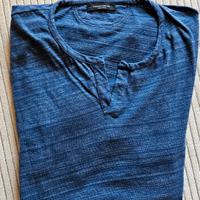 Roberto Collina t-shirt serafino blu melange