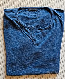 Roberto Collina t-shirt serafino blu melange