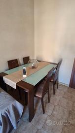 Tavolo allungabile legno e vetro con 4 sedie