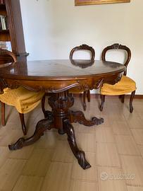 Tavolo in radica di noce con 6 sedie