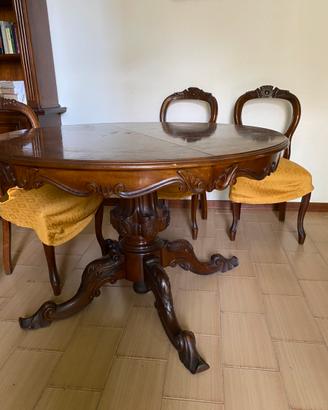 Tavolo in radica di noce con 6 sedie