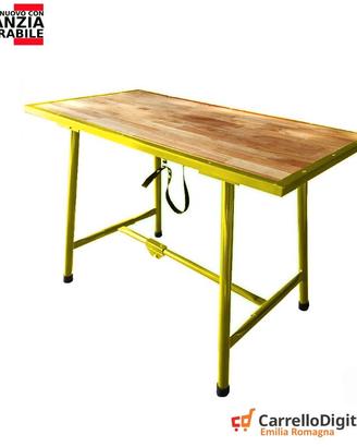Tavolo lavoro pieghevole legno e acciaio Giallo
