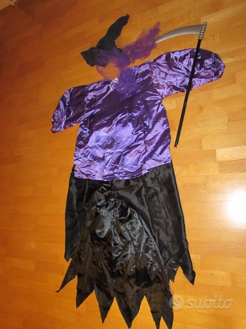 COSTUME CARNEVALE ARLECCHINO VIOLA BAMBINA 10/12 ANNI VESTITO