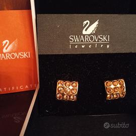 Orecchini Swarovski a clips Quadrati con Cristalli