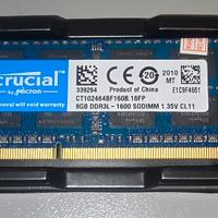 RAM Crucial 8GB DDR3L 1600MHz SODIMM 